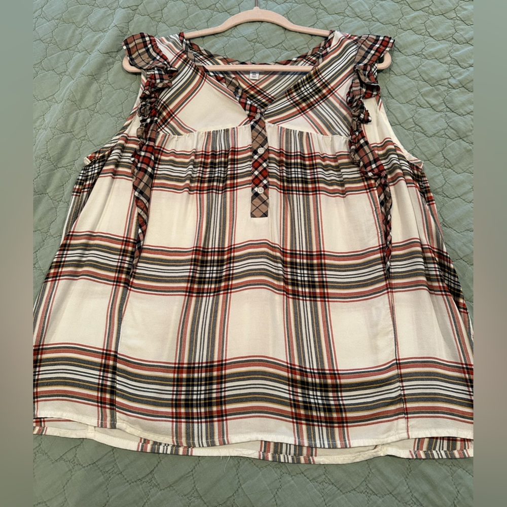 Plaid Ruffle Blouse - Picture 2 of 5